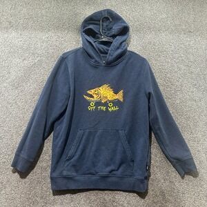 Vans Off The Wall Hoodie Kids Large Navy Blue Graphic Fish‎ Skate
